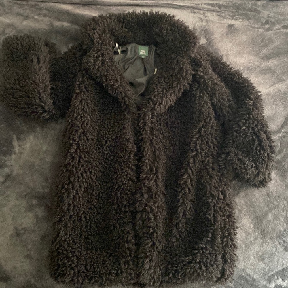 Black Muppet Teddy Jacket- no zipper, no buttons